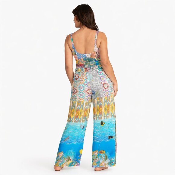 Johnny Was – Pearce Colorful Tropical Smocked Wide Leg Pants – Women’s L - Picture 3 of 16
